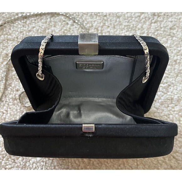 Enzo Angiolini Mini Black Nylon Evening Shoulder Clutch Crossbody Bag Chain Prom - Picture 8 of 8